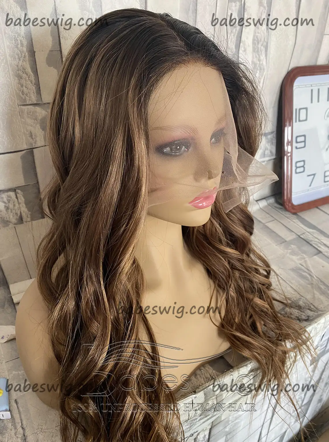 Balayage Wavy Best Human hair Lace Front Wigs for White Women Lace Wigs with Natural Hairline-BabesWIG