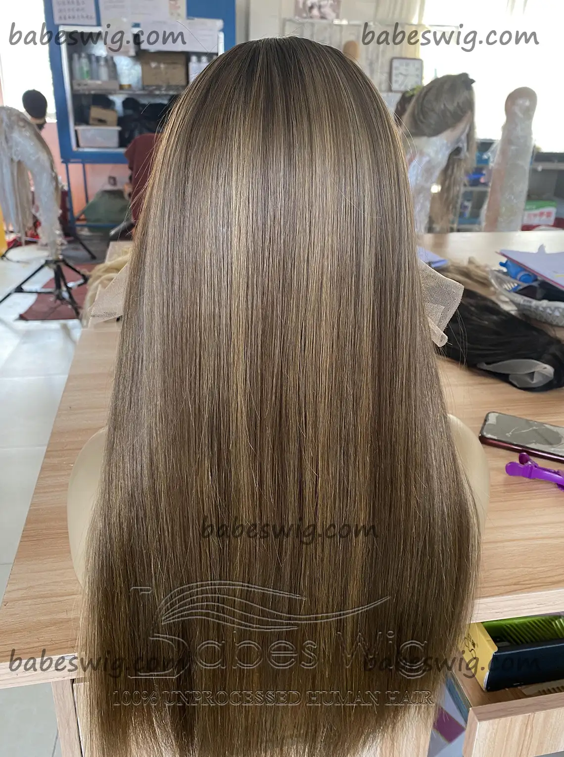 Soft Long Straight Balayage 100% Human Hair 13*6 Lace Front Wigs for White Women Lace Front Wig Bleached Knots-BabesWIG