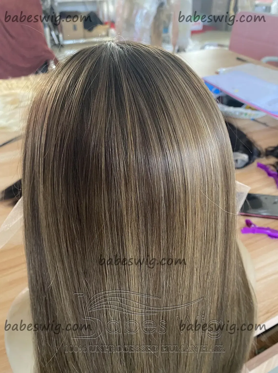 Soft Long Straight Balayage 100% Human Hair 13*6 Lace Front Wigs for White Women Lace Front Wig Bleached Knots-BabesWIG