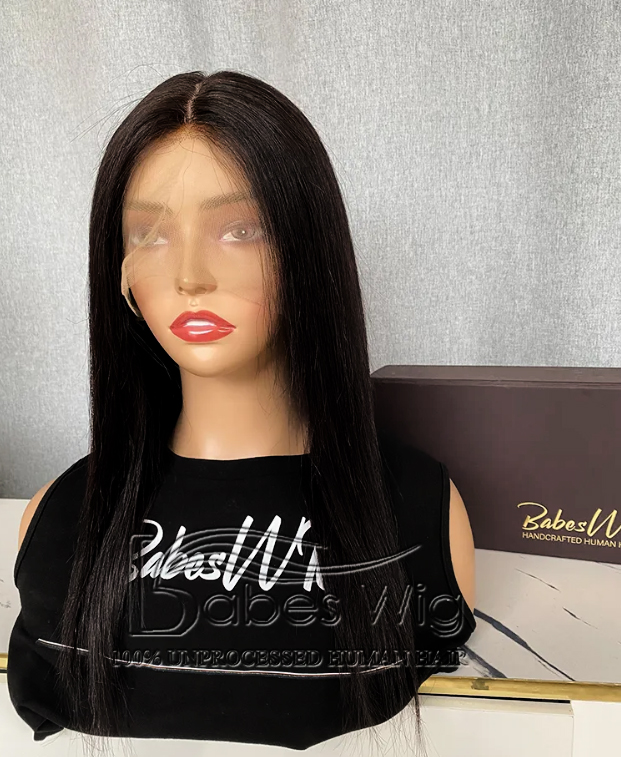 Jet Black BOB Wig  Virgin Human hair lace front wig with silk top