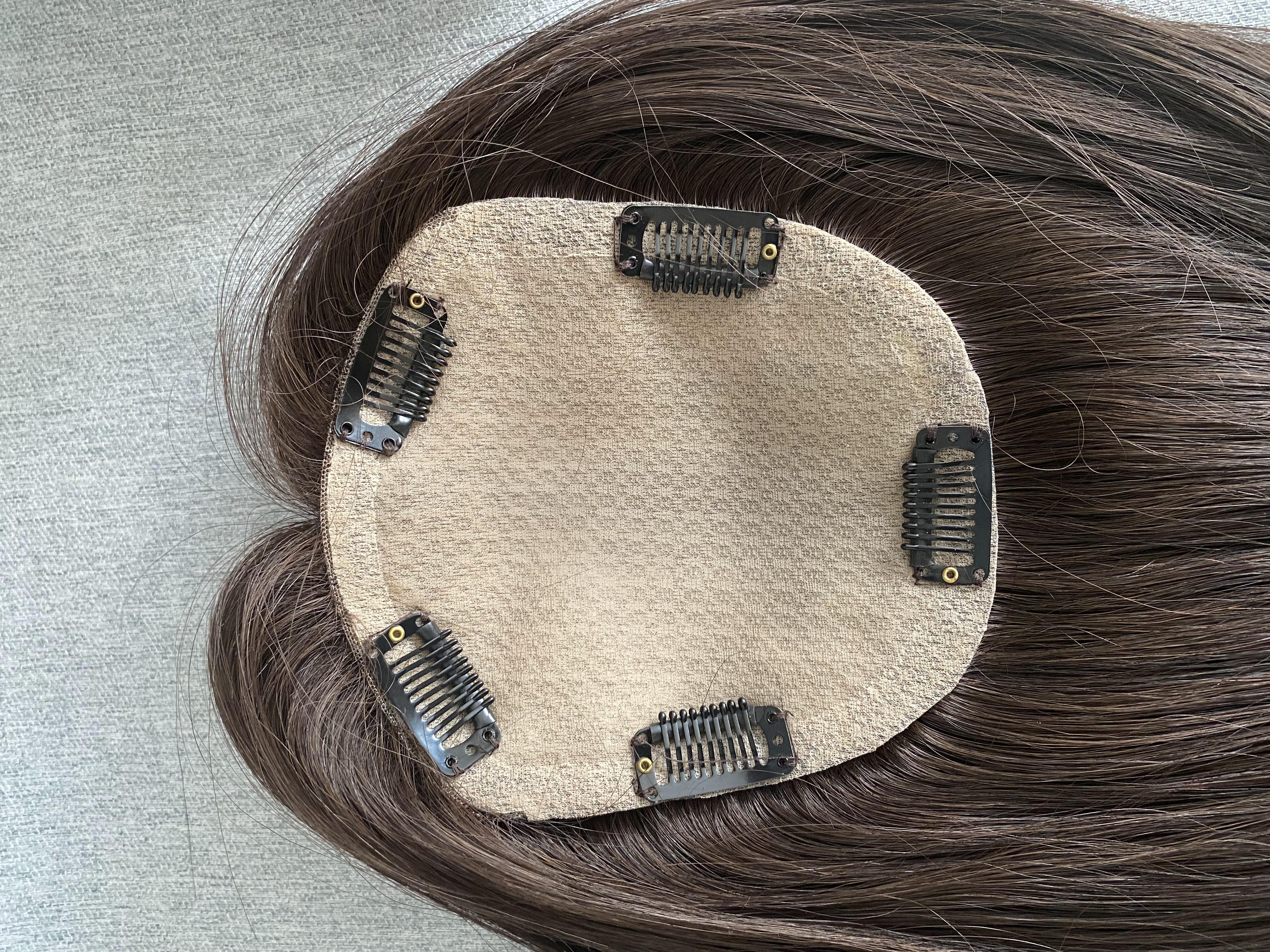 Human Hair Topper Natural Brown hair Straight 5x5” Silk Top Topper Real Human Hair Crown Toppers hair pieces for thin hair-BabesWIG