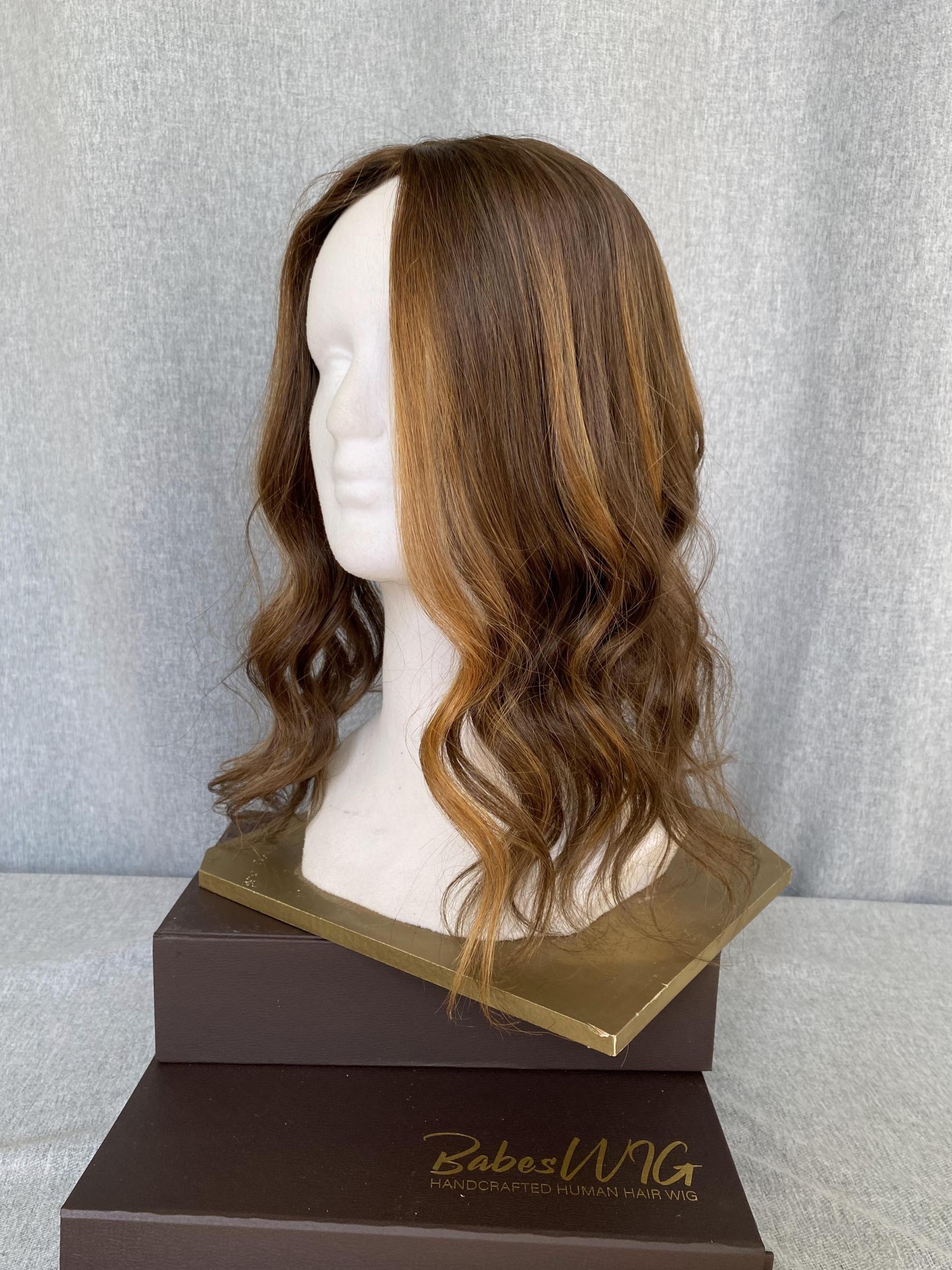 5x6 Soft Wavy Highlights Best Virgin Human Hair Silk Top Topper,Clip on hair topper for Women Crown Hair Toupee Hairpiece