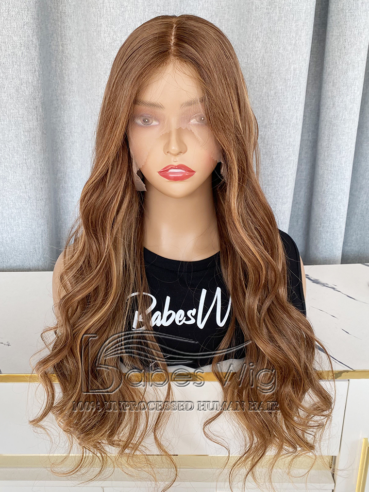 Beste schöne weiche Balayage wellige glueless Lace-Front-Perücke aus menschlichem Haar, menschliche Haar Lace-Front-Perücken für weiße Frauen