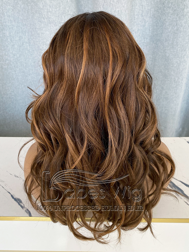 9*9 Cap silk top topper Custom balayage human hair Topper with Wavy Hair 