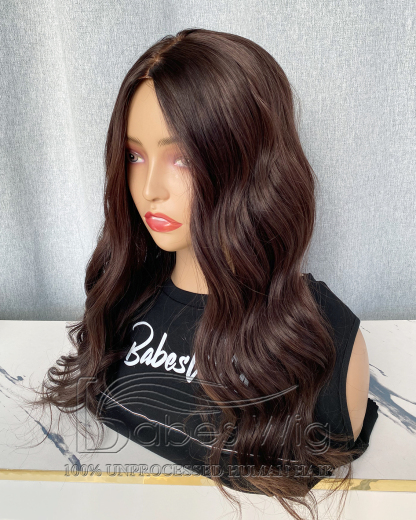  Remy Human Hair 9*9 Cap Silk Top Human Hair Topper Silk Base Toppers Medium Warm Brown Wavy HairPiece  