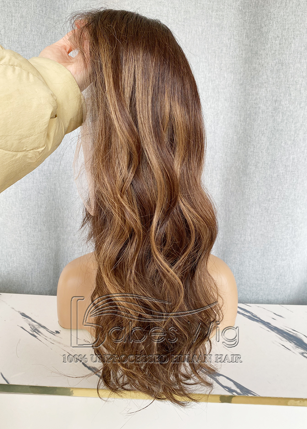 Balayage Human Hair Full Lace Wig Wavy Hair Wigs 