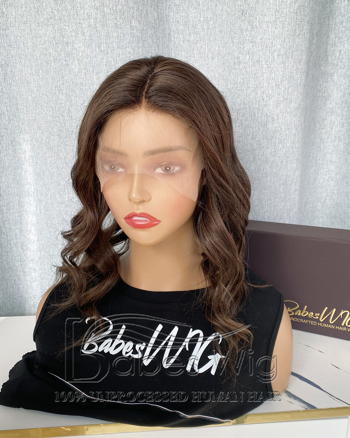 8x8 Lace Front Human Hair Topper Brown Wavy Human Hair Wig Lace Top Toppers for Thinning Hair