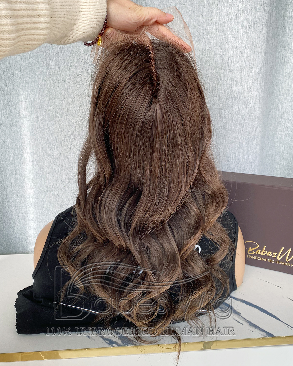 8x8 Lace Front Human Hair Topper Brown Wavy Human Hair Wig Lace Top Toppers for Thinning Hair