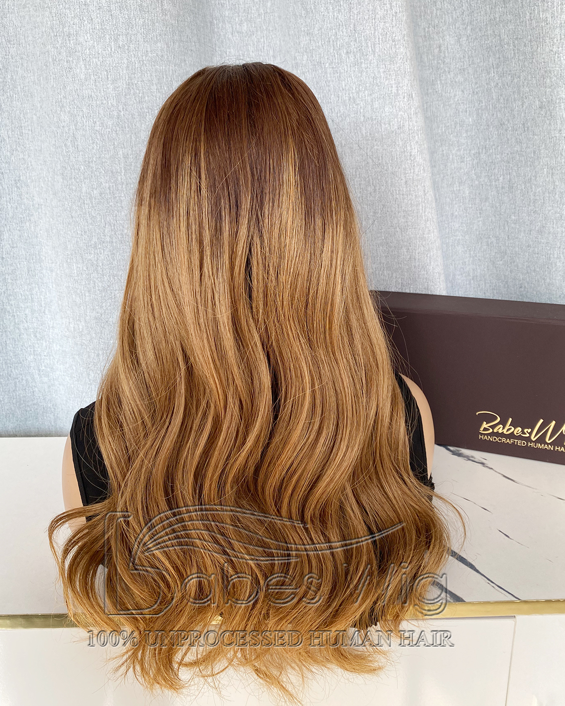 Ombre Brown Human Hair Wig | 100% Human Hair Lace Front Wig | Dark Root to Light Brown Ombre Wig
