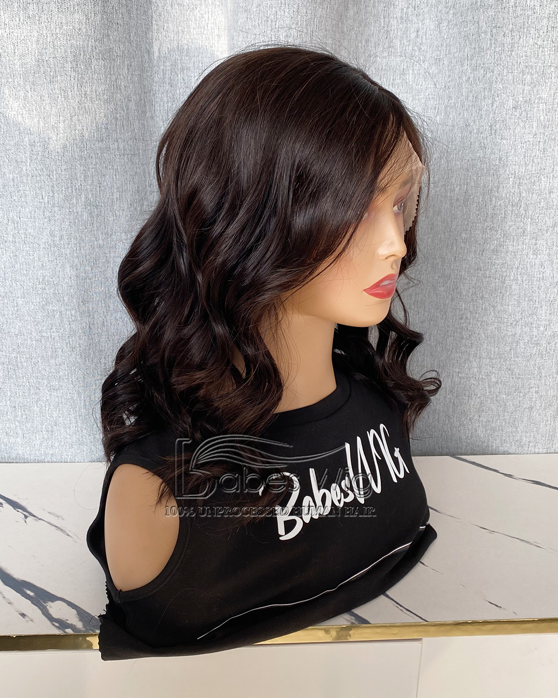 Darkest Brown Wavy 11*6 Silk Top Human hair Lace Front Wigs for Women