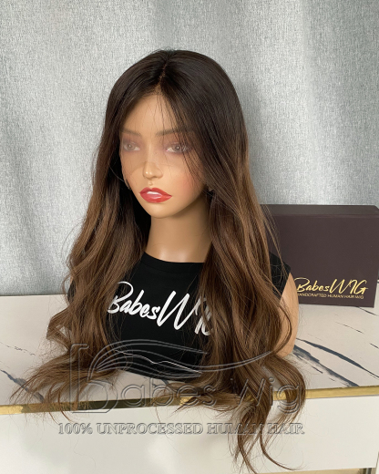 Ombre Brown Human Hair 13*6 Lace Front wigs / 11*4 Silk Top Lace Front Wig