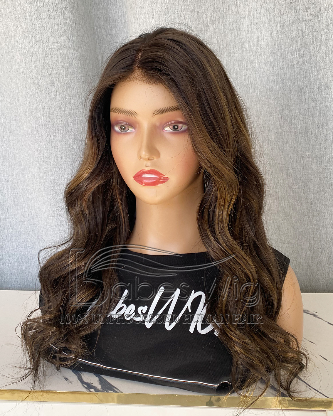 Soft Glueless 100% Real Human Hair  Balayage Wavy Wig silk top Lace Front Human Hair Wigs for White Women