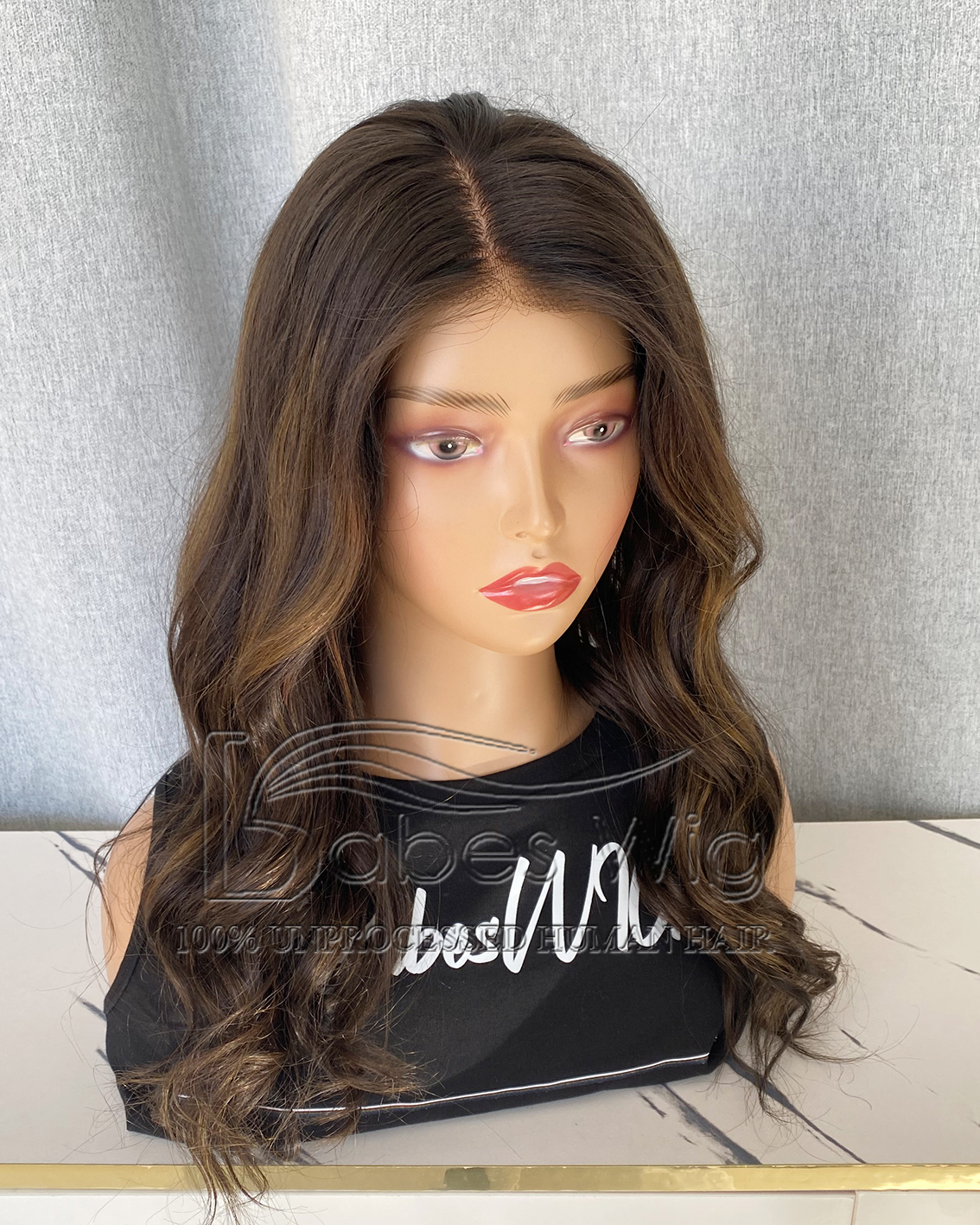 Soft Glueless 100% Real Human Hair  Balayage Wavy Wig silk top Lace Front Human Hair Wigs for White Women