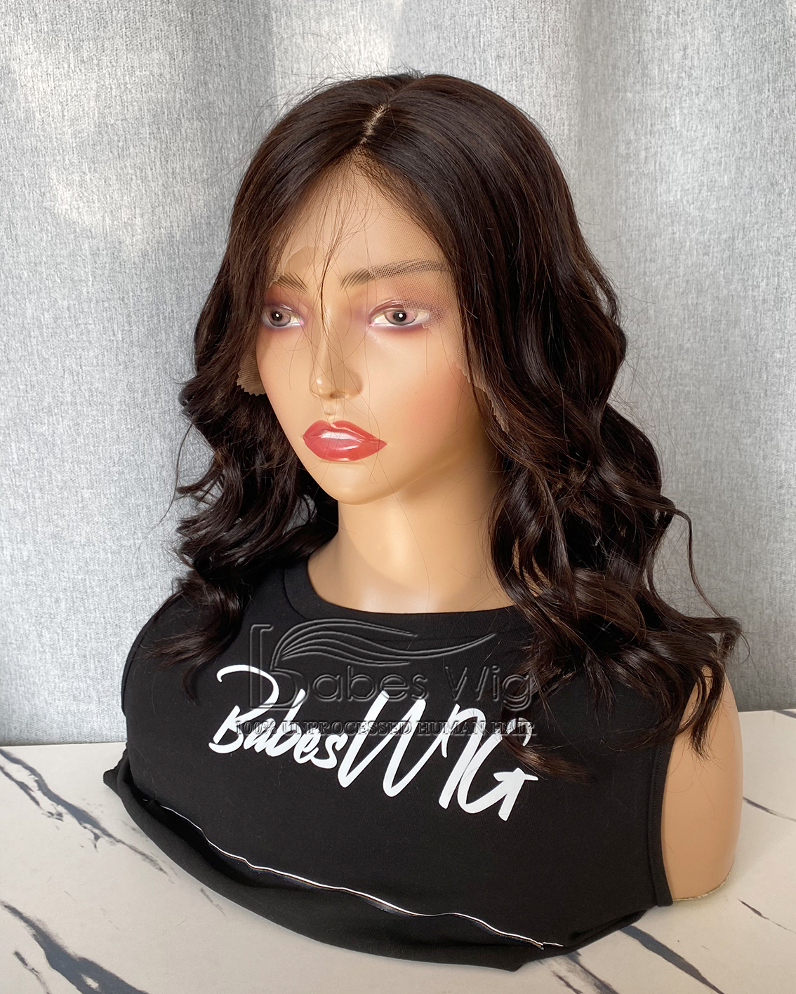 Darkest Brown Wavy 11*6 Silk Top Human hair Lace Front Wigs for Women