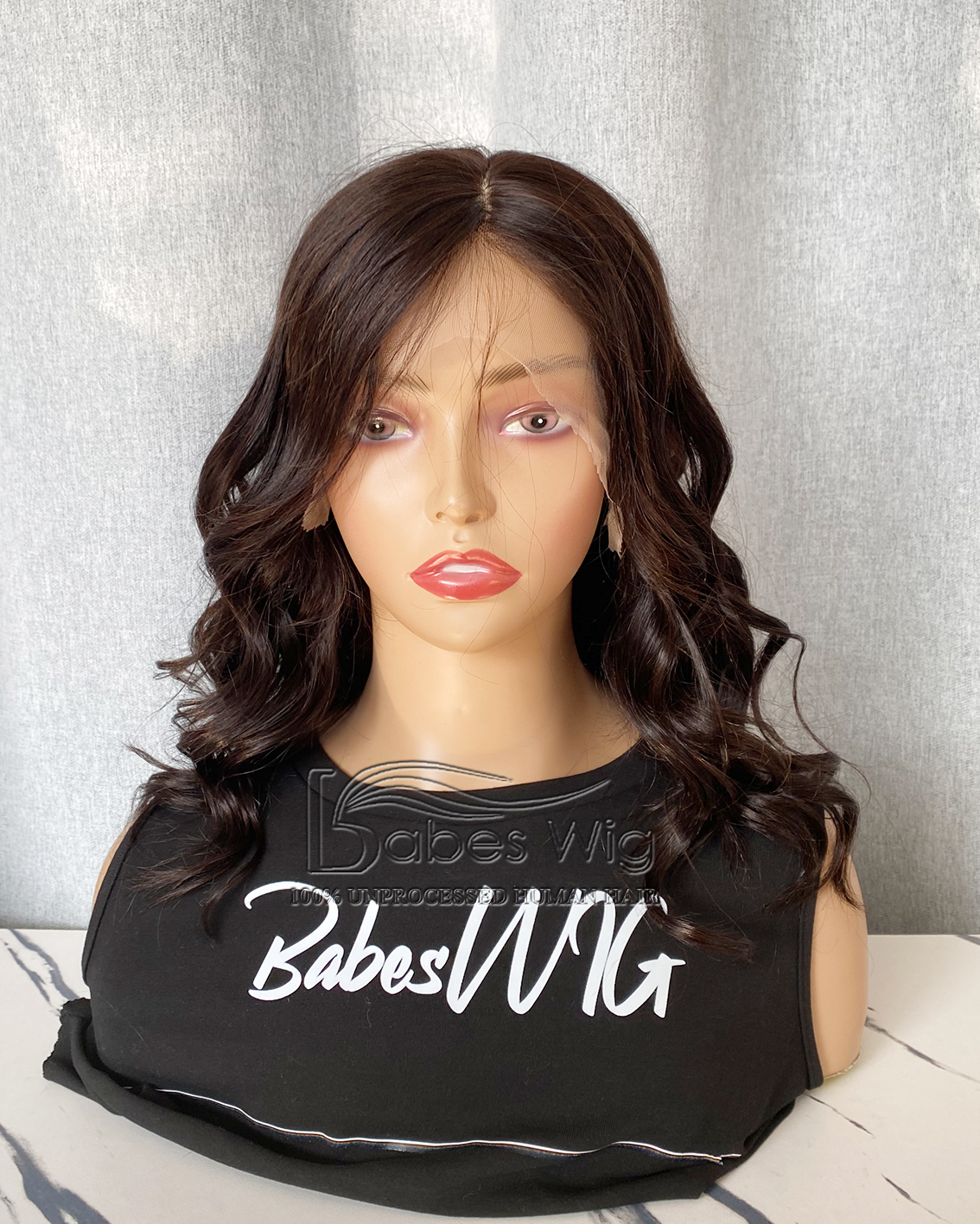 Darkest Brown Wavy 11*6 Silk Top Human hair Lace Front Wigs for Women