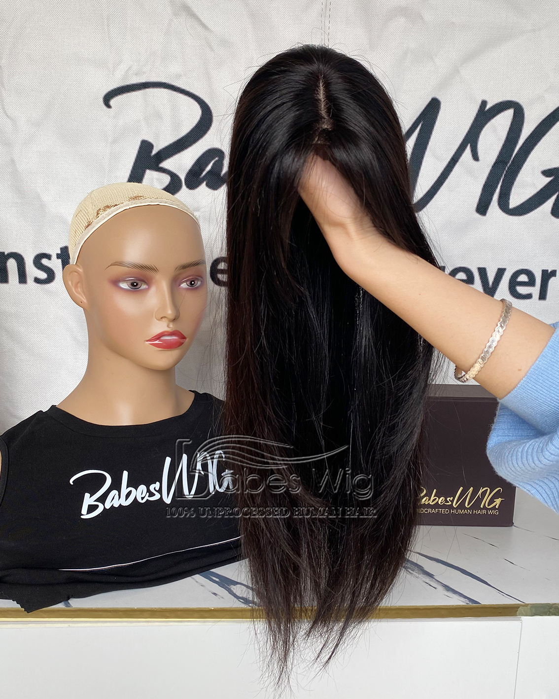 Natural Black Straight 9*9 Cap Human Hair Silk Top Topper with layered fringe Hairpieces