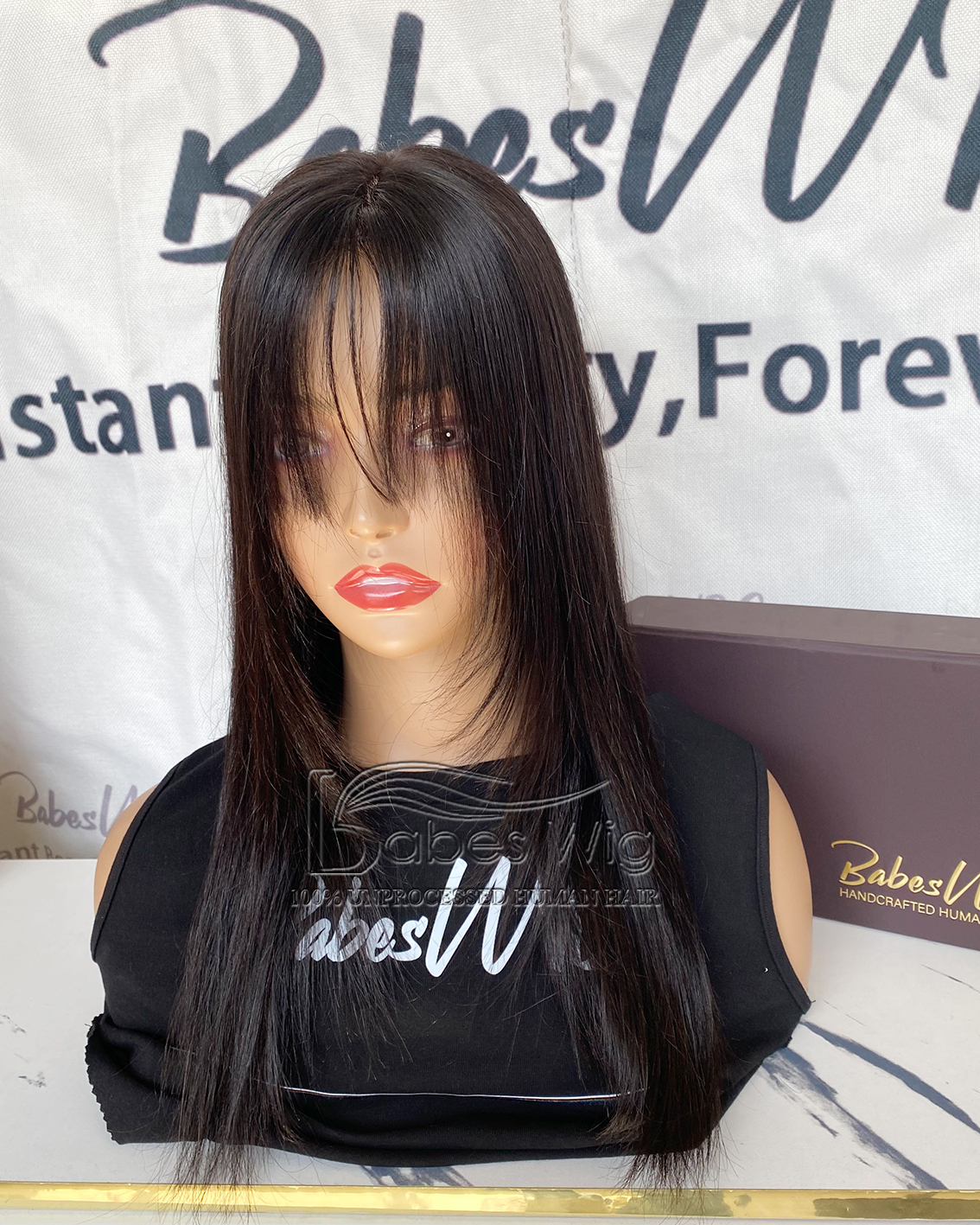 Natural Black Straight 9*9 Cap Human Hair Silk Top Topper with layered fringe Hairpieces