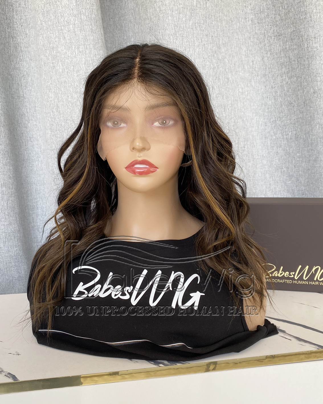  100% Real Human Hair  Balayage Wavy Wig 13*6 lace front wig  / silk top Lace Front Human Hair Wigs for Women