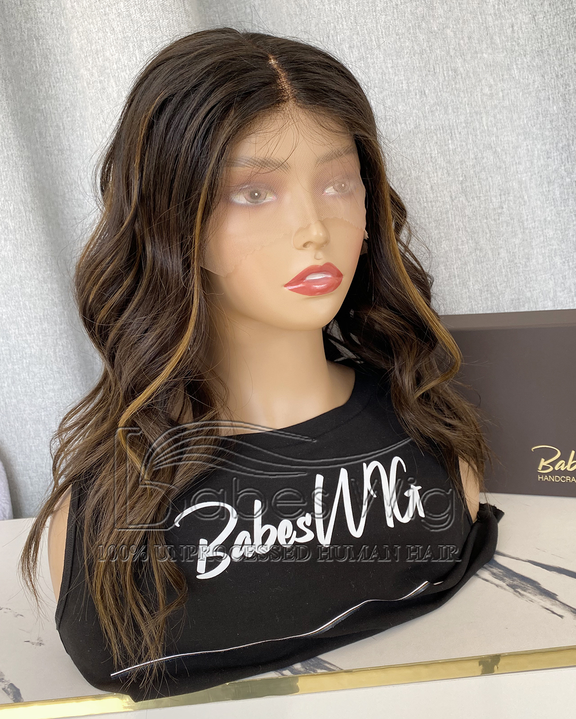  100% Real Human Hair  Balayage Wavy Wig 13*6 lace front wig  / silk top Lace Front Human Hair Wigs for Women