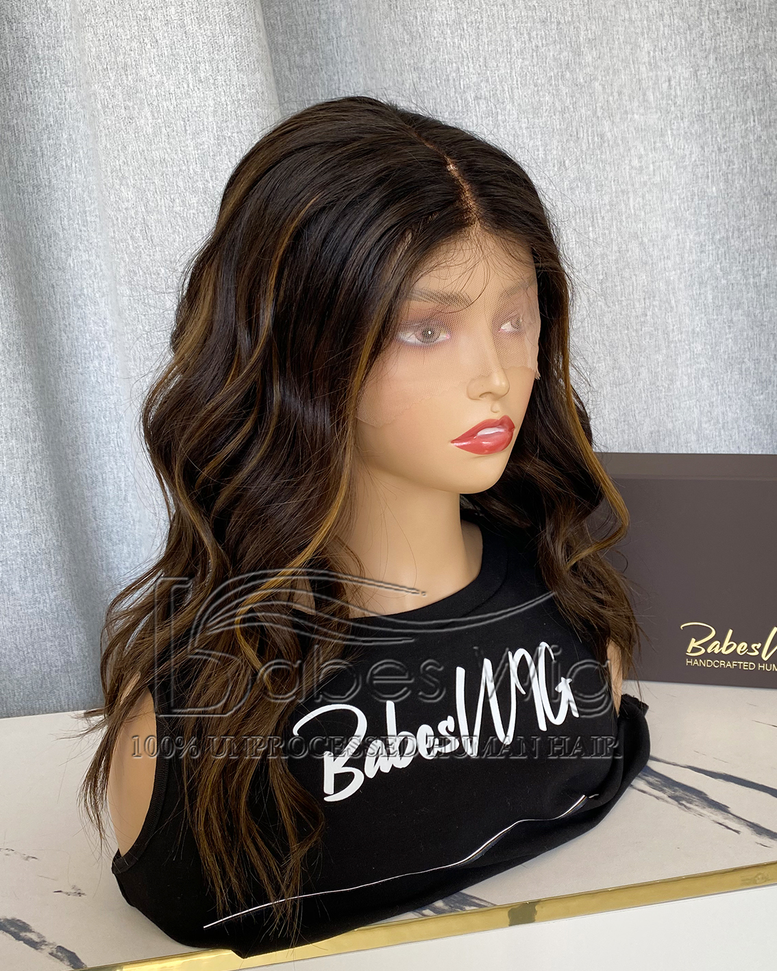  100% Real Human Hair  Balayage Wavy Wig 13*6 lace front wig  / silk top Lace Front Human Hair Wigs for Women