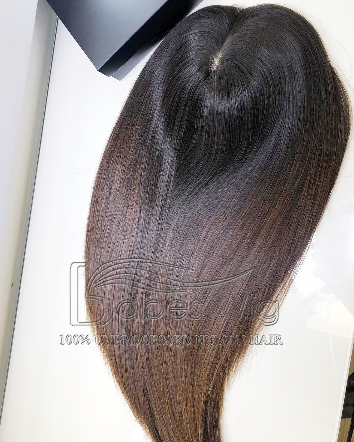 Ombre Color S Soft traght  9*9 Human hair Silk Top Human Hair Toppers Natural Volume