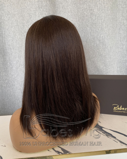 Beste Jungfrisches Haar Brünett Braun Gerade BOB Perücken Seidenoberseite Spitzenfront Menschenhaar Perücke