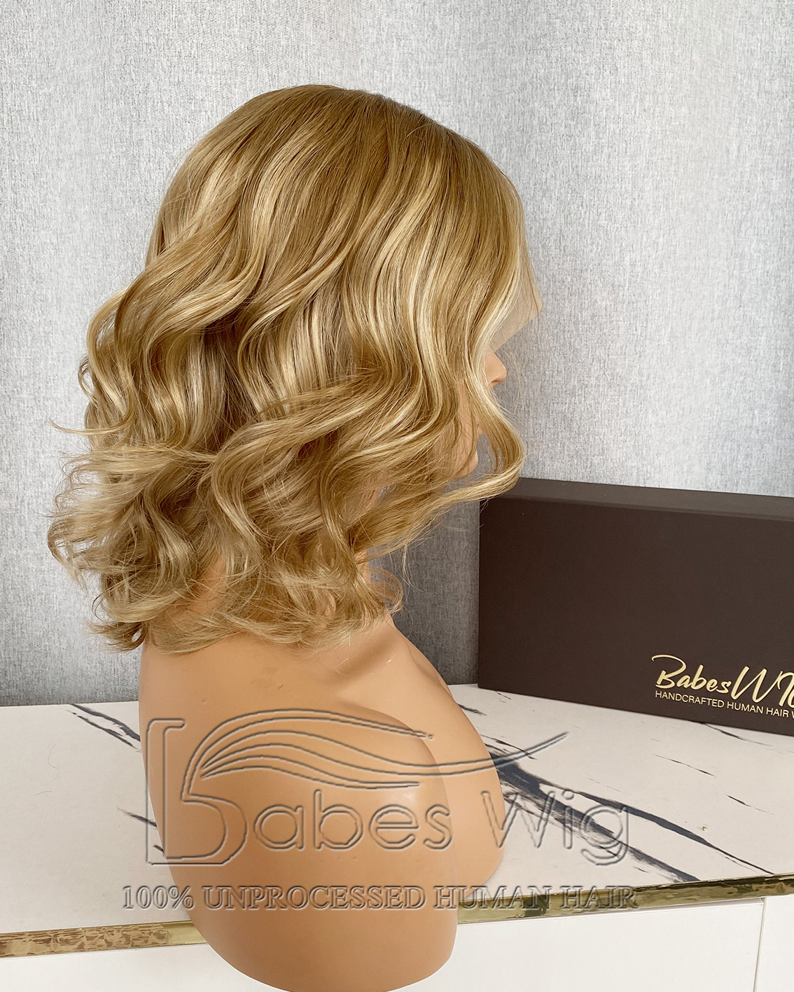 Balayage Short Blonde BOB Wigs Glueless Human Hair Wigs For White Women