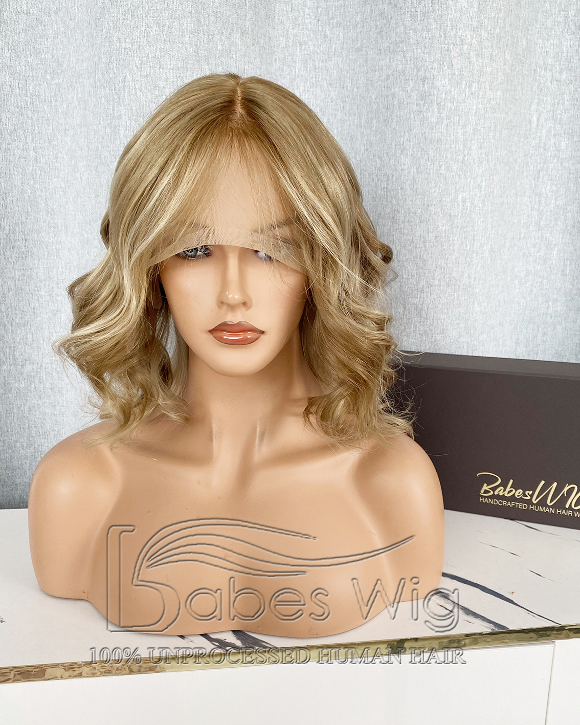 Balayage Short Blonde BOB Wigs Glueless Human Hair Wigs For White Women
