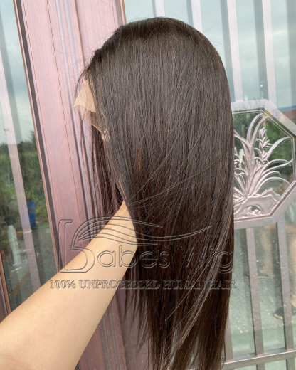 Natural Color Silky Straight 100% Remy Human Hair Lace Front Wig / Silk Top Lace Front Wigs For White Women