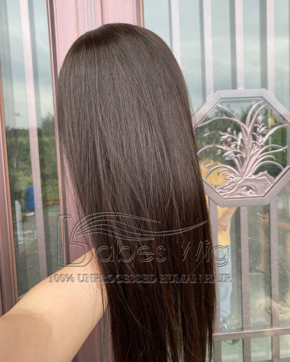 Natural Color Silky Straight 100% Remy Human Hair Lace Front Wig / Silk Top Lace Front Wigs For White Women