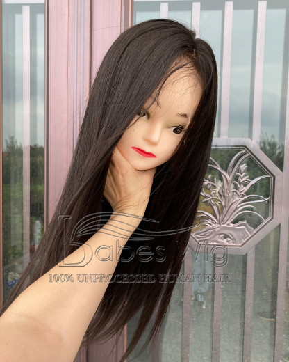 Natural Color Silky Straight 100% Remy Human Hair Lace Front Wig / Silk Top Lace Front Wigs For White Women