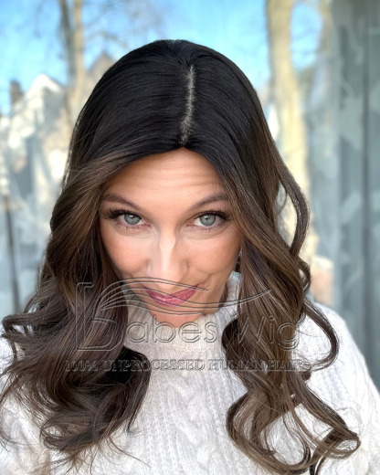 Soft Highlights Wavy  9*9 Silk Top Human Hair Topper 
