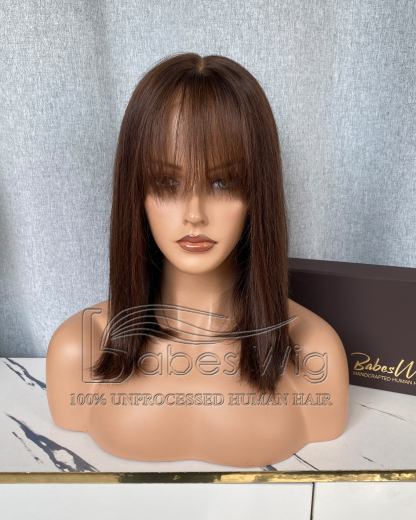 Warm Brunette Brown Silky Straight Glueless Best Human Hair Lace Front Wigs 11*6 Silk Top Lace Front Wigs Online