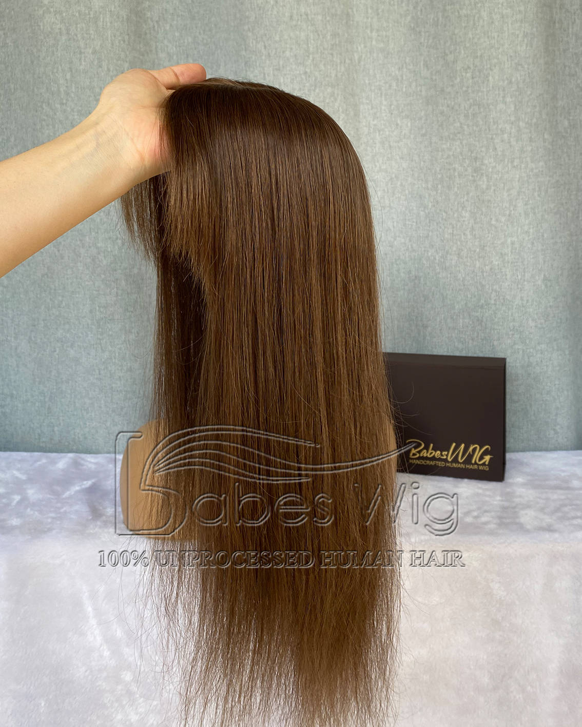 Straight Brown 5*6 Silk Top Toppers With Bangs,Human Hair Topper with Bang for Women Crown Hair Toupee Hairpiece