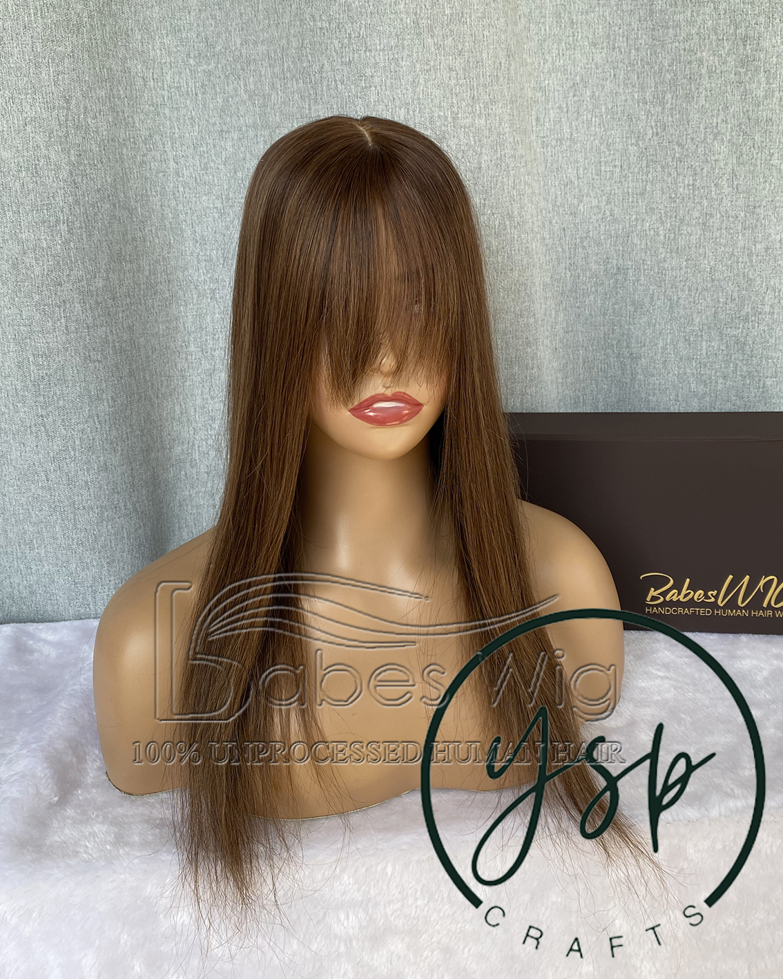 Straight Brown 5*6 Silk Top Toppers With Bangs,Human Hair Topper with Bang for Women Crown Hair Toupee Hairpiece