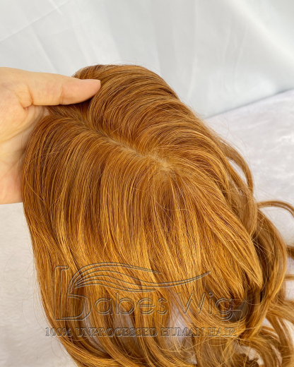 Ginger Human Hair Toppers for Women Crown Hair Toupee Hairpiece