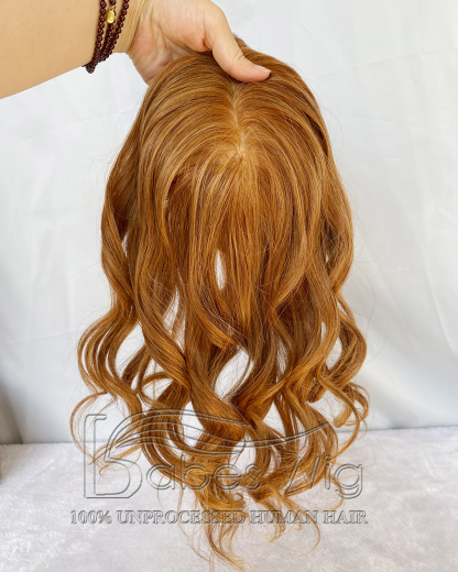 Ginger Human Hair Toppers for Women Crown Hair Toupee Hairpiece