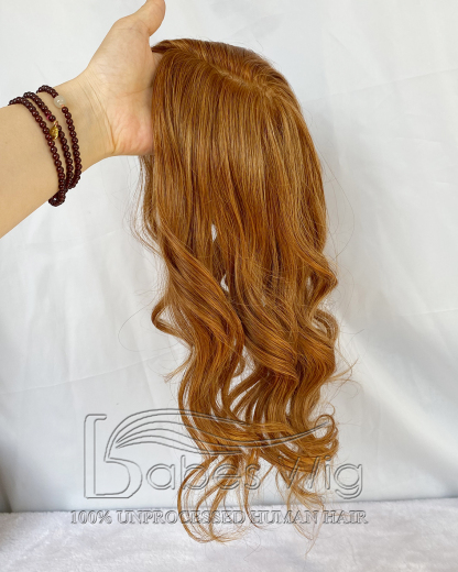 Ginger Human Hair Toppers for Women Crown Hair Toupee Hairpiece