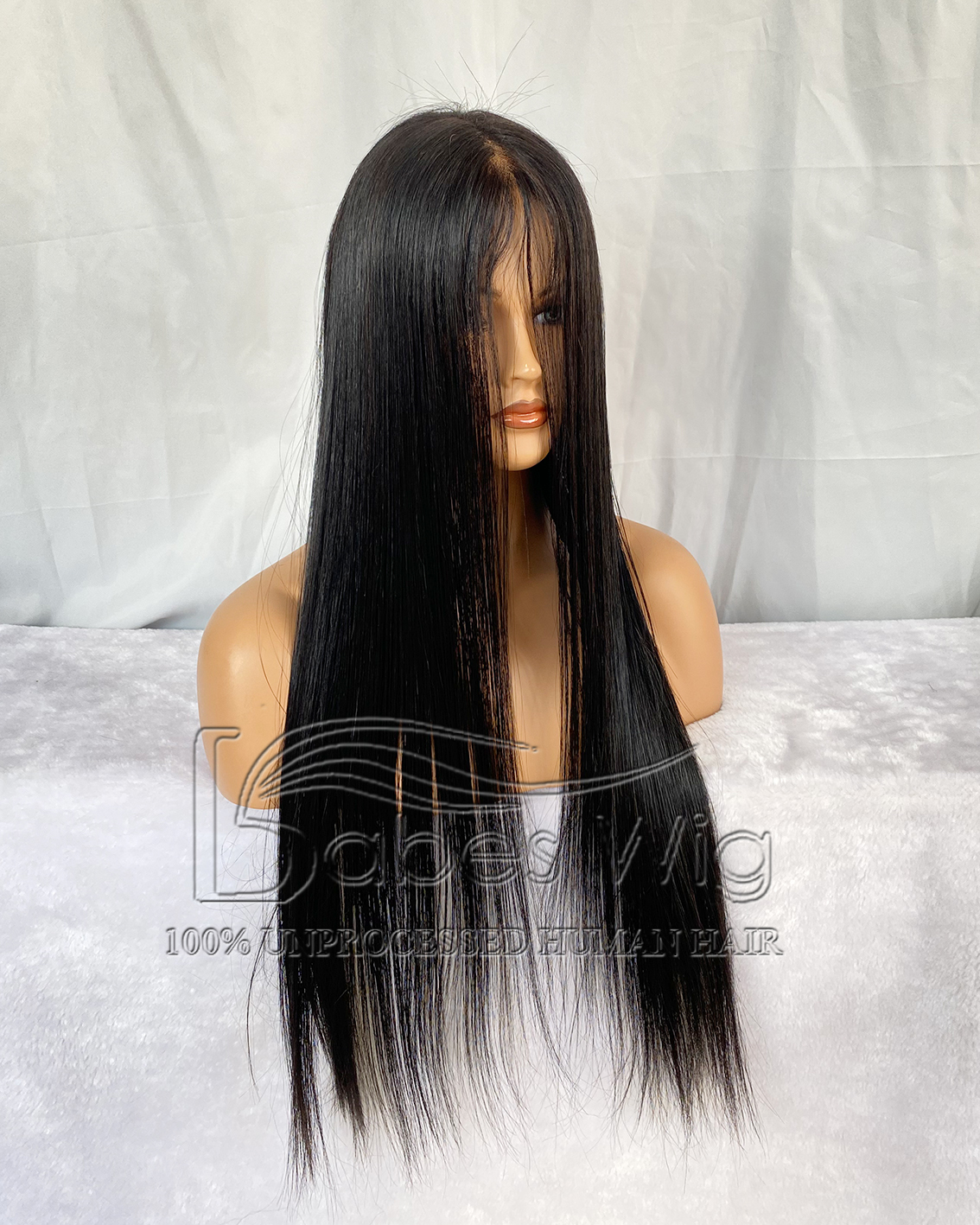 Jet Black Straight Longe Chinese Virgin Hair Human hair 13*6 Lace Front Wig Pre-cut the lace