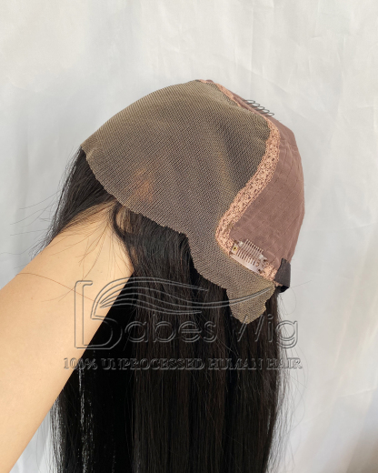 Jet Black Straight Longe Chinese Virgin Hair Human hair 13*6 Lace Front Wig Pre-cut the lace