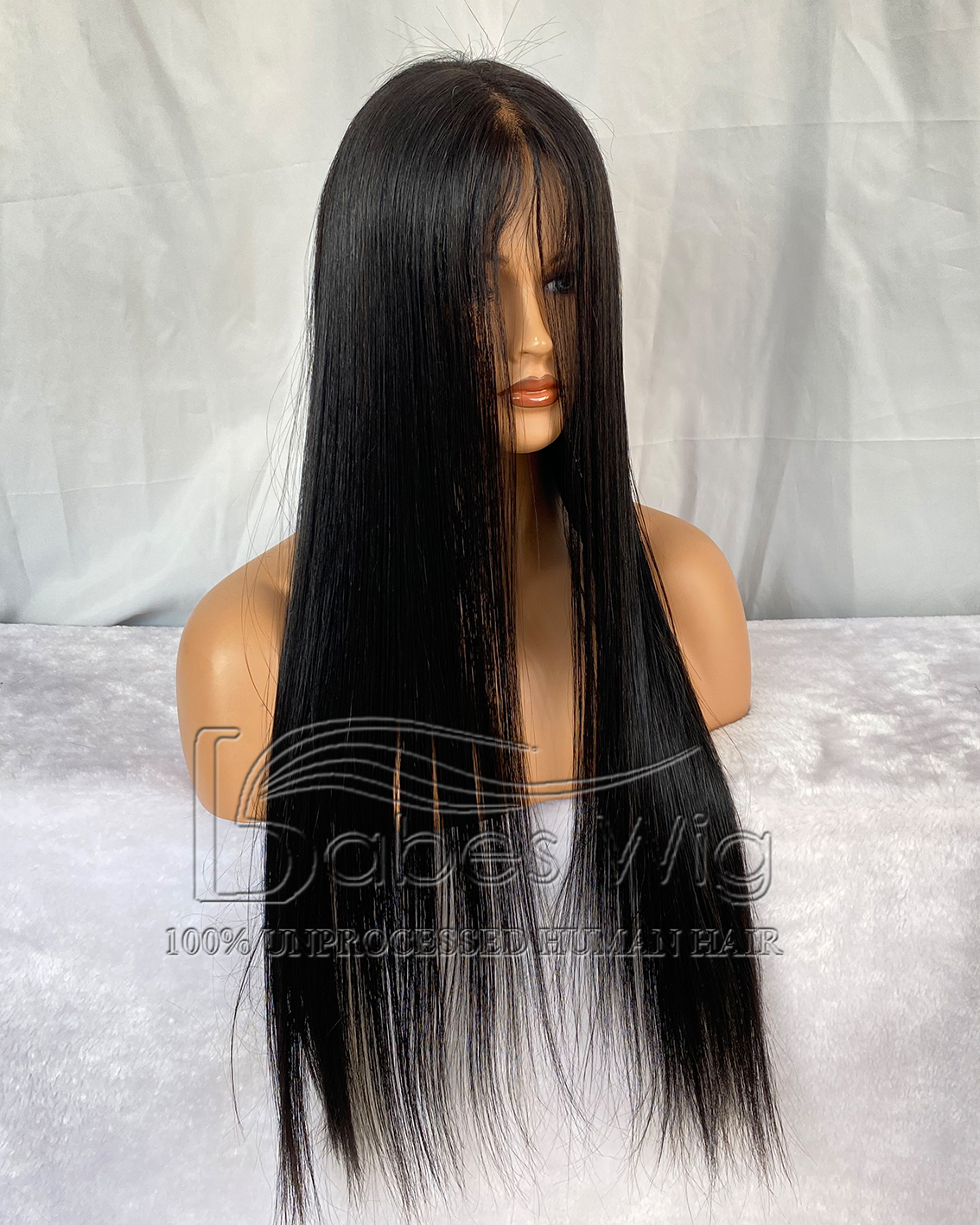 Jet Black Straight Longe Chinese Virgin Hair Human hair 13*6 Lace Front Wig Pre-cut the lace