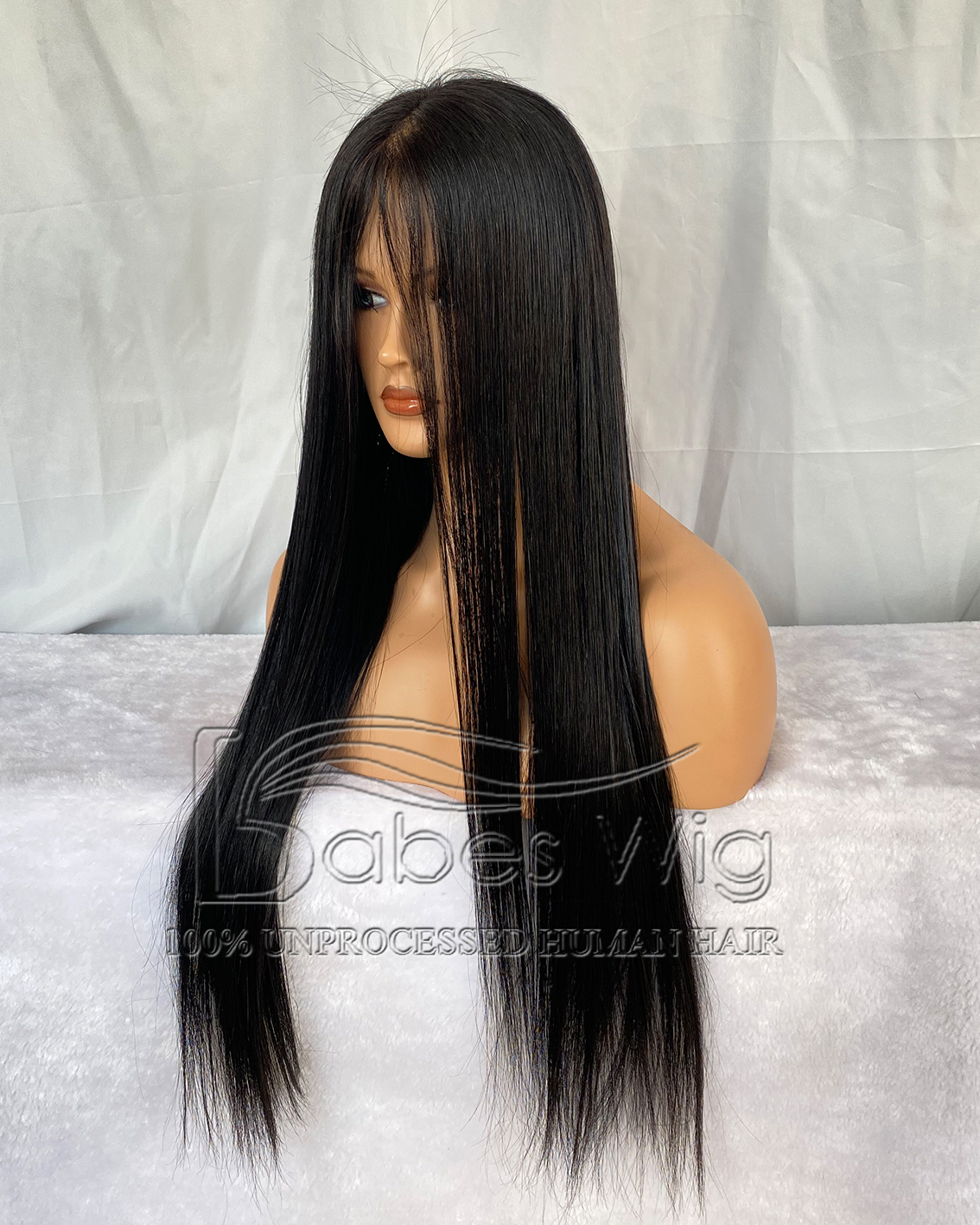 Jet Black Straight Longe Chinese Virgin Hair Human hair 13*6 Lace Front Wig Pre-cut the lace