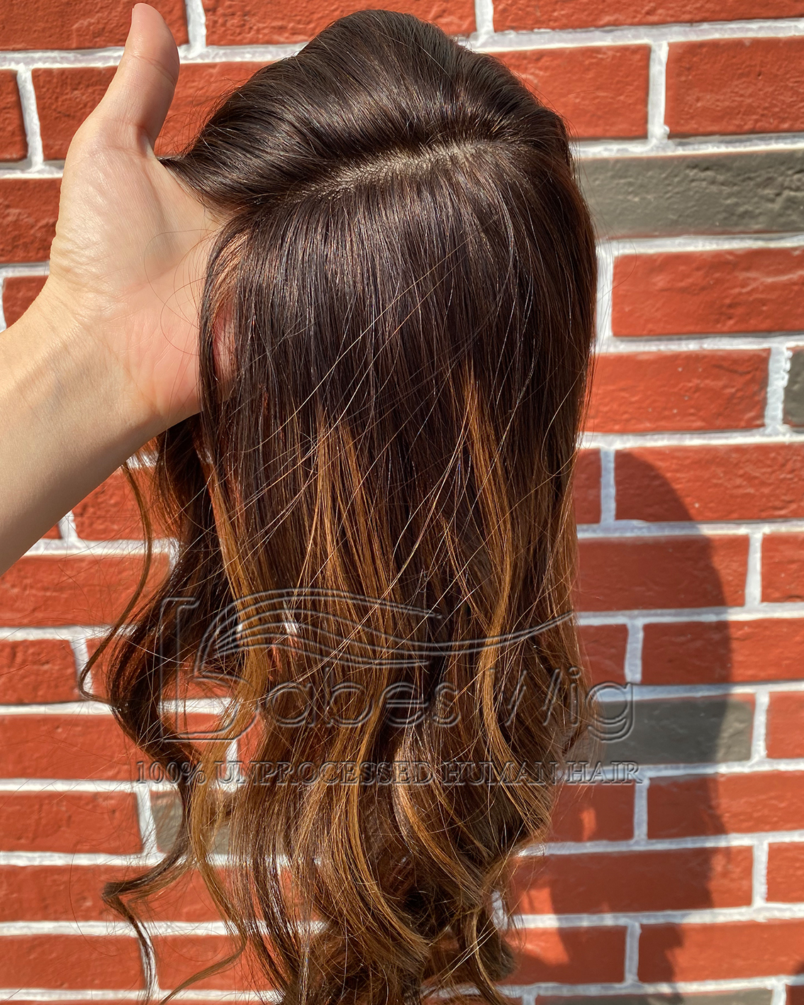 balayage Wavy HUman Hair Topper 5*6 Silk topper for thinning hair-BabesWIG