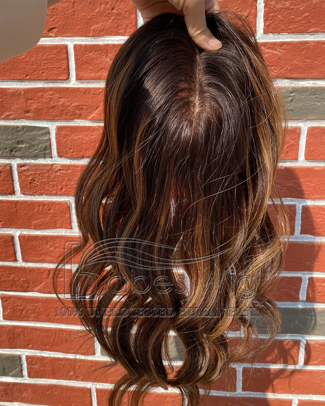 balayage Wavy HUman Hair Topper 5*6 Silk topper for thinning hair-BabesWIG