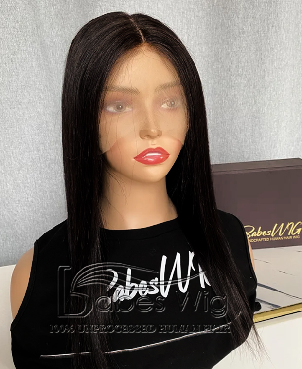Jet Black BOB Wig  Virgin Human hair lace front wig with silk top