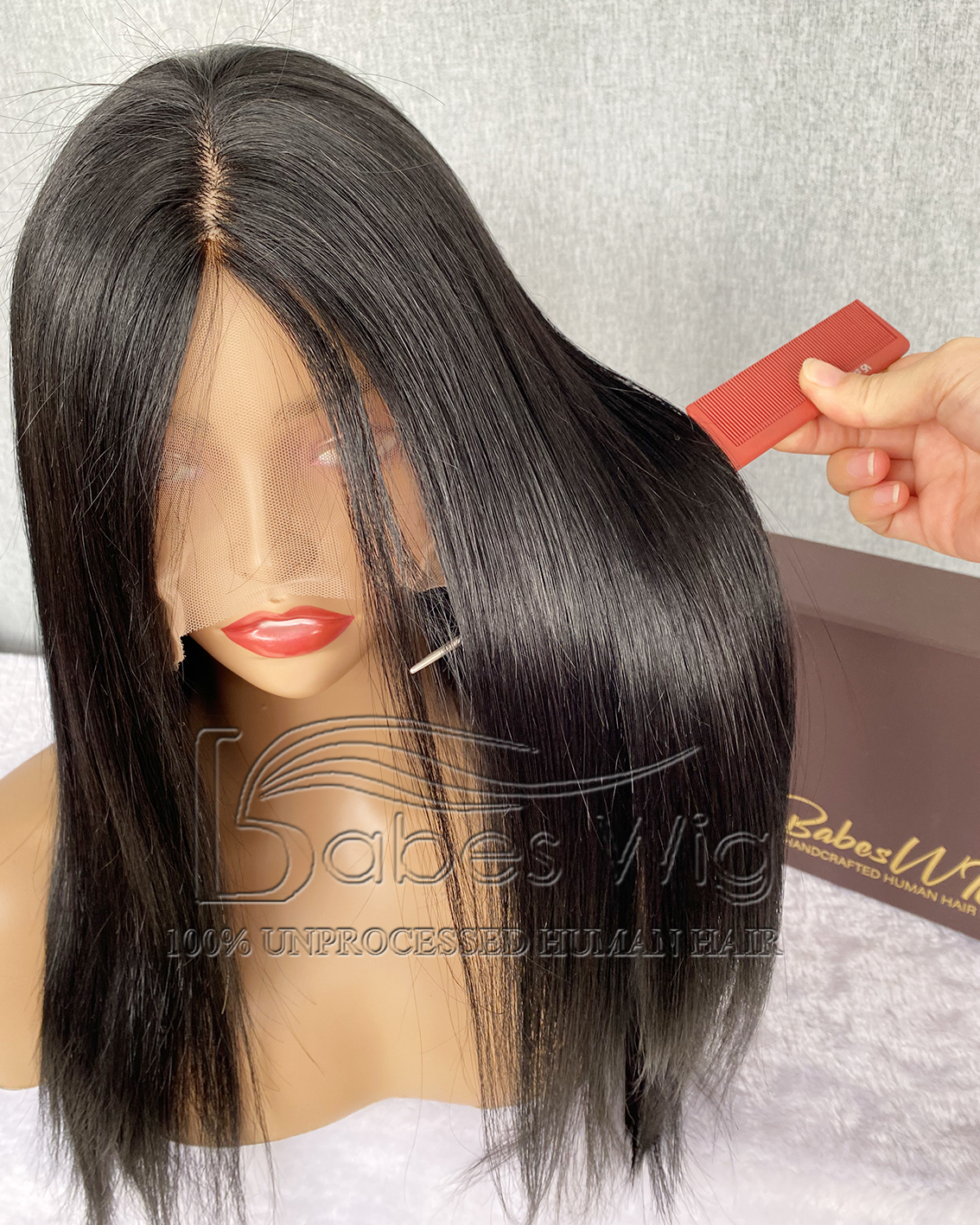 Jet Black BOB Wig  Virgin Human hair lace front wig with silk top