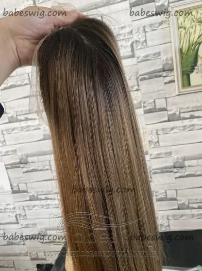 Soft Long Straight Balayage 100% Human Hair 13*6 Lace Front Wigs for White Women Lace Front Wig Bleached Knots-BabesWIG