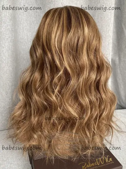 Beautiful Soft Balayage Wavy Glueless Lace Front Human Hair Wig Light Hair Color Best Human Hair Lace Front Wigs For White Women-BabesWIG