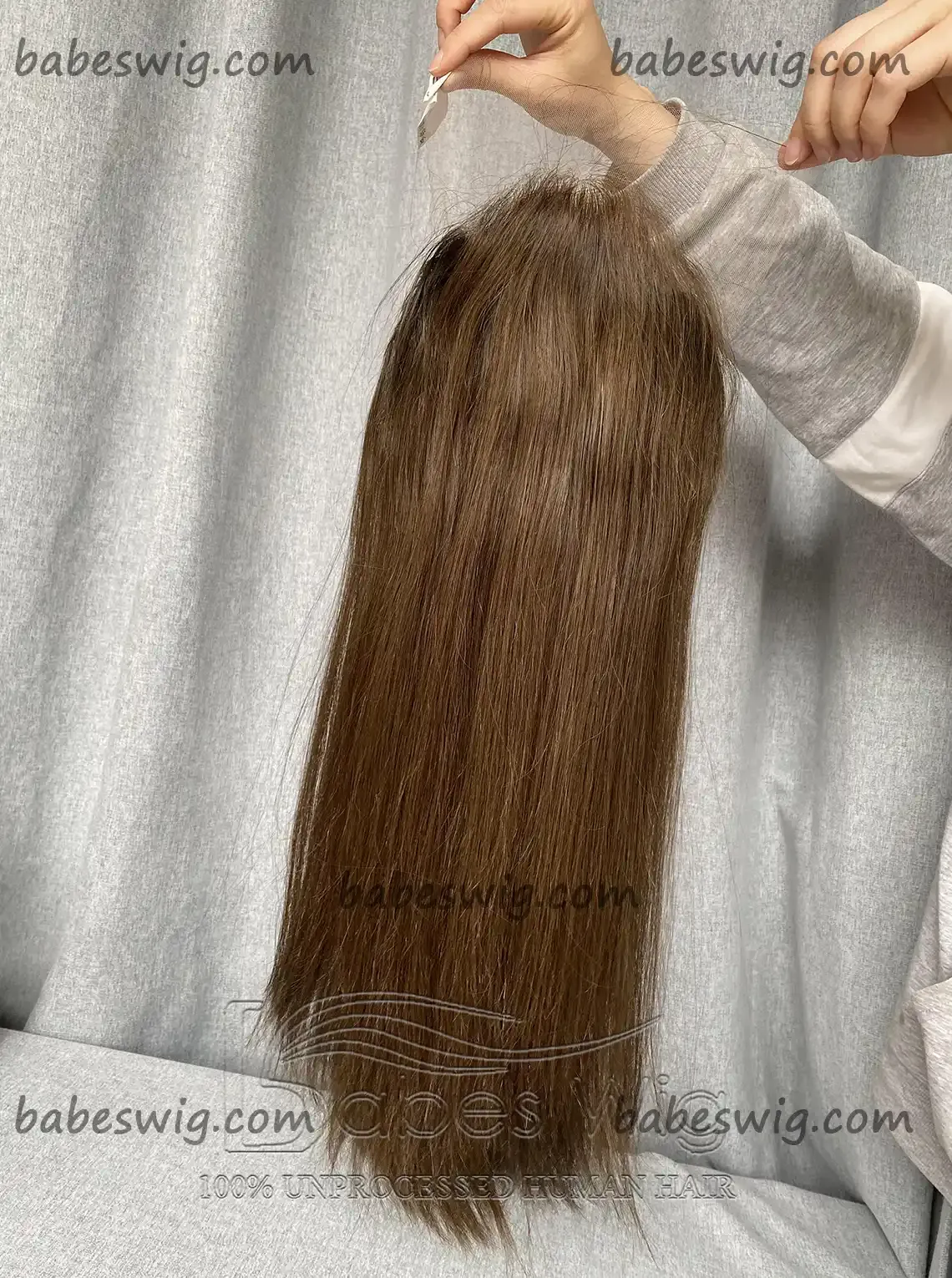 8*8 Brunette Brown Straight Breathable Human Hair Lace Top Toppers for White Women Clip on hair topper Crown Hair Toupee Hairpiece -BabesWIG