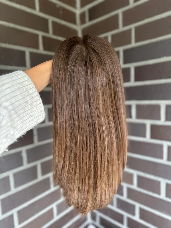 9*9 cap Silk Base Topper Straight ombre Light brown Human Hair Topper Best Virgin Hair Toppers for Women-BabesWIG